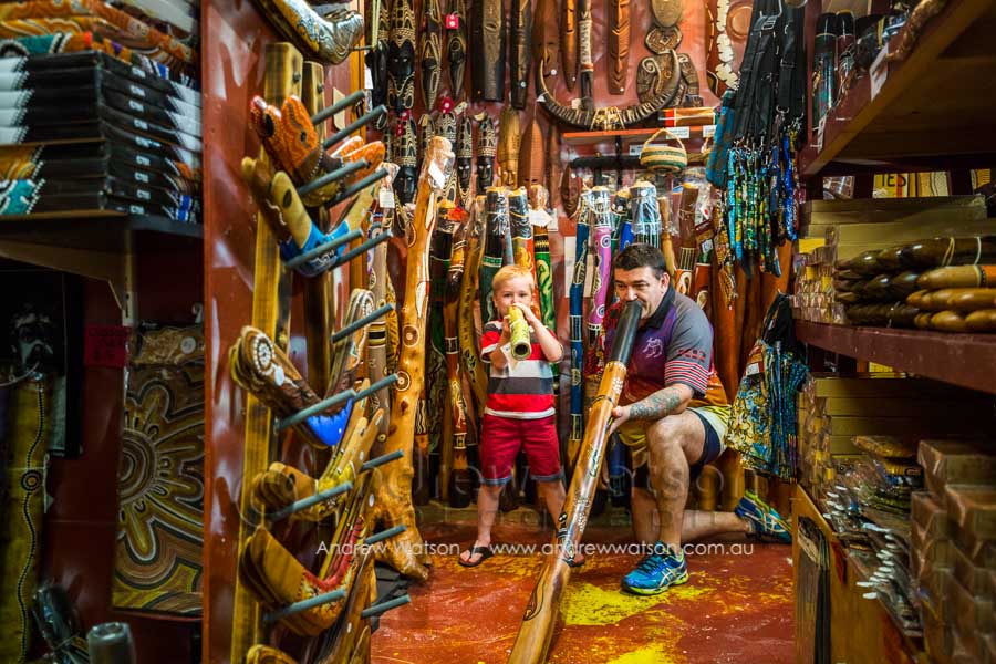 Didgeridoos and other indigenous crafts in the Night Markets, Cairns
