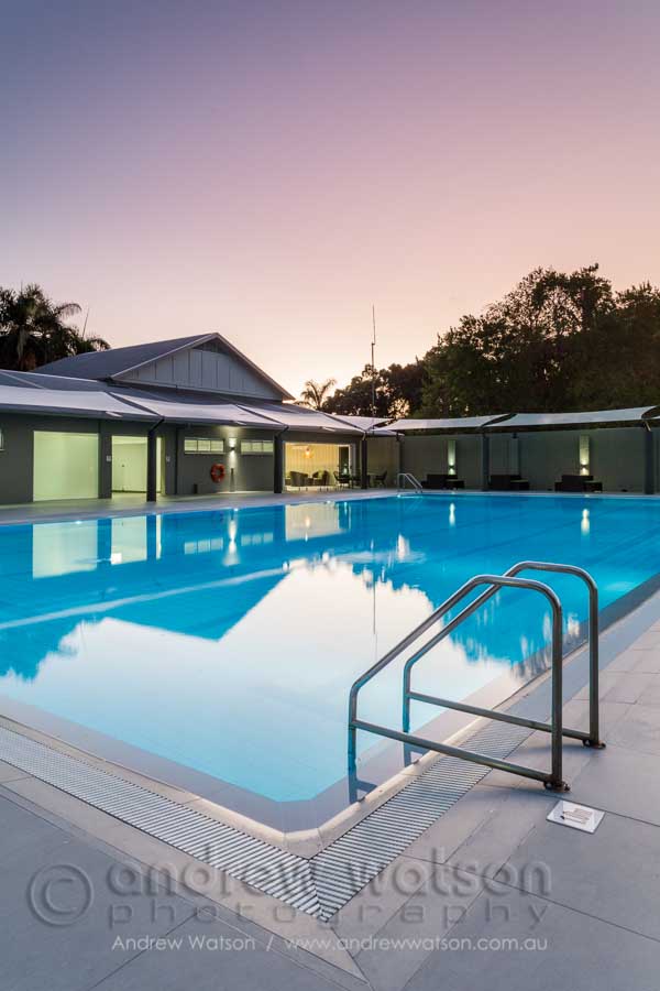 The 25m pool and sun deck for the Oceans Edge health centre, Palm Cove