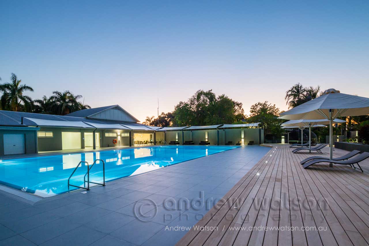 The 25m pool and sun deck for the Oceans Edge health centre, Palm Cove