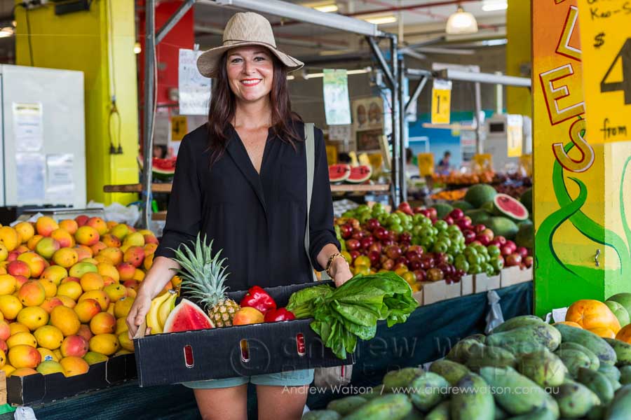Mary Olsen shopping for fresh produce at Rustys Markets