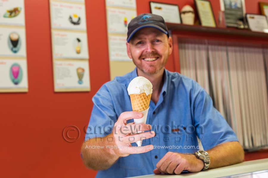 Ice-cream in a cone at Emerald Creek Ice-Creamery, Mareeba