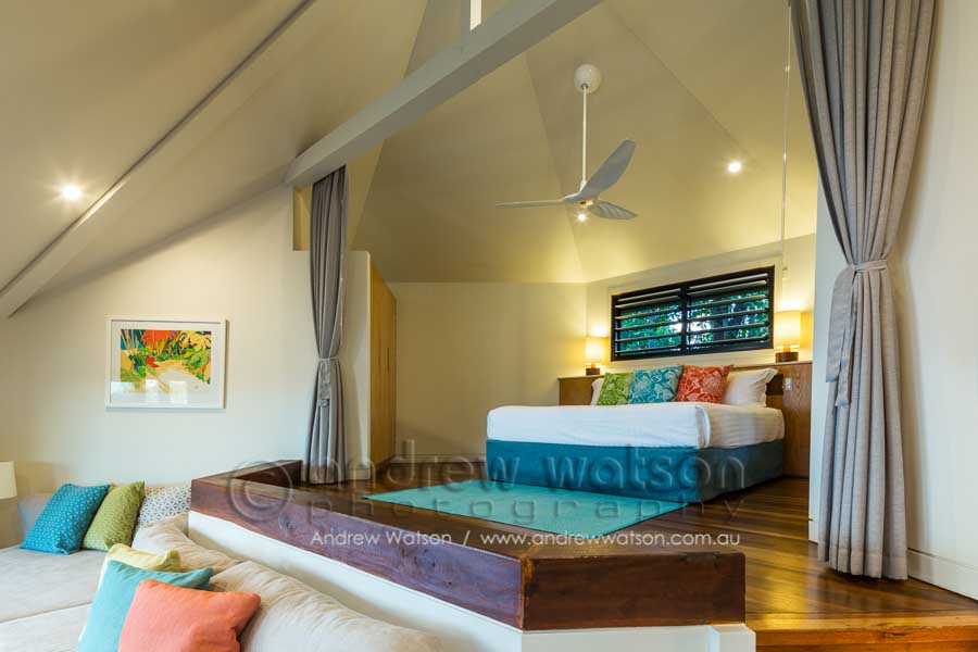 Room interior at Bedarra Island Resort, Mission Beach