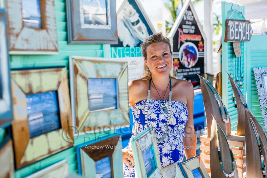 Stall holder with handmade crafts at the Port Douglas Markets