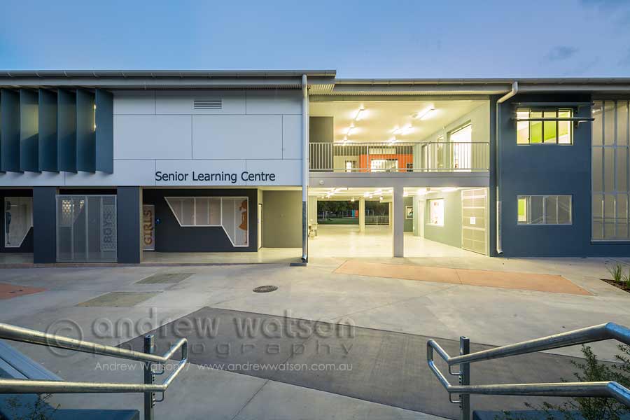 Twilight image of Senior Learning Centre building at Trinity Beach State School