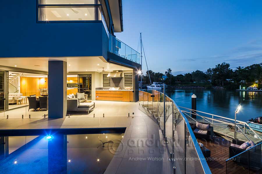 Exterior image of waterfront home and pool in Bluewater, Cairns