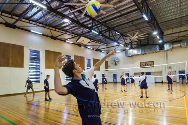Image of students playing volleyball in gymnasium