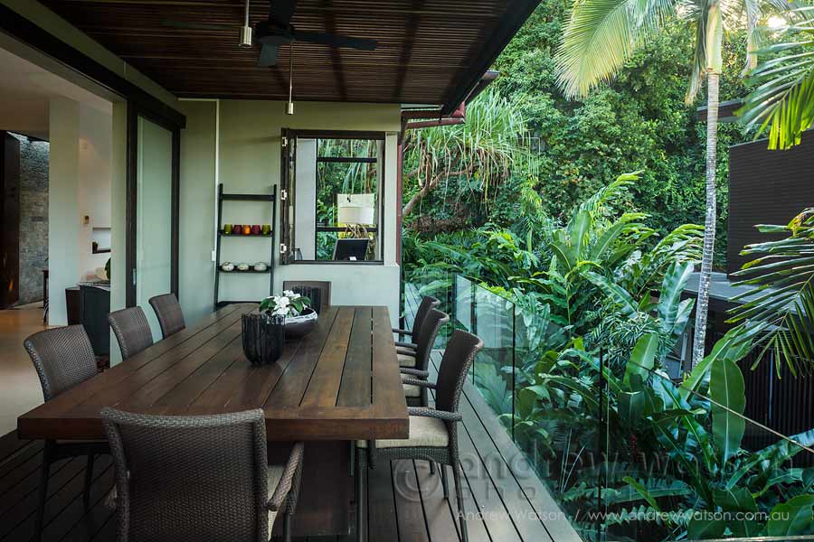 Image of dining area in residential tropical garden in Port Douglas
