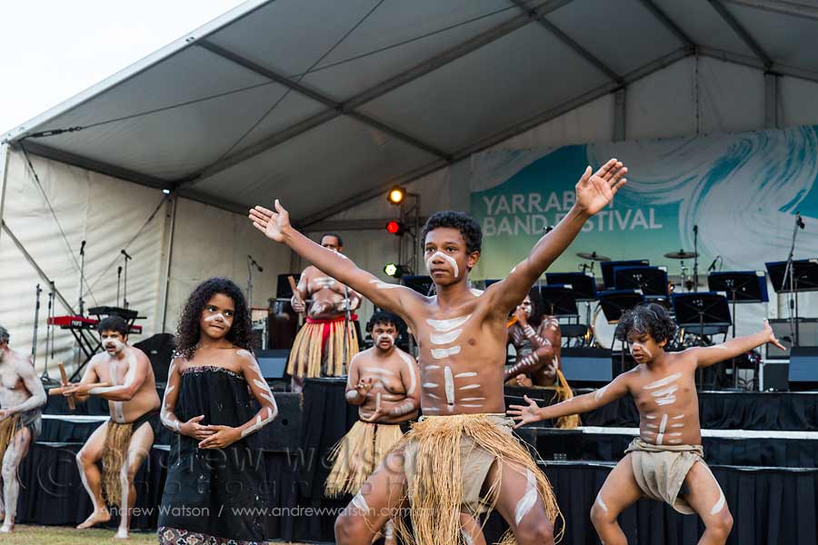 Image of indigenous dancers performing at Yarrabah Band Festival