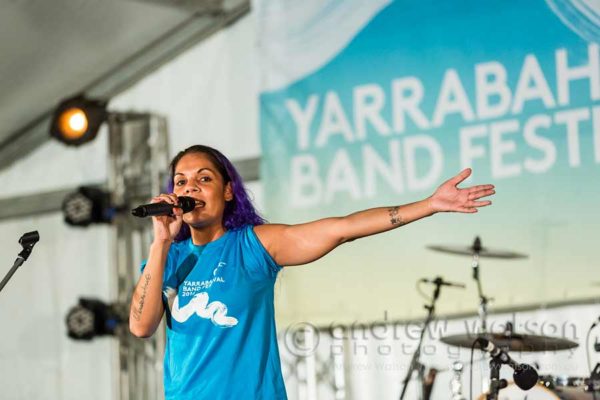 Image of Dizzy Doolan performing at Yarrabah Band Festival