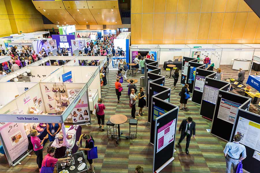 Image of exhibitor booths and delegates at CNSA Annual Congress trade exhibition