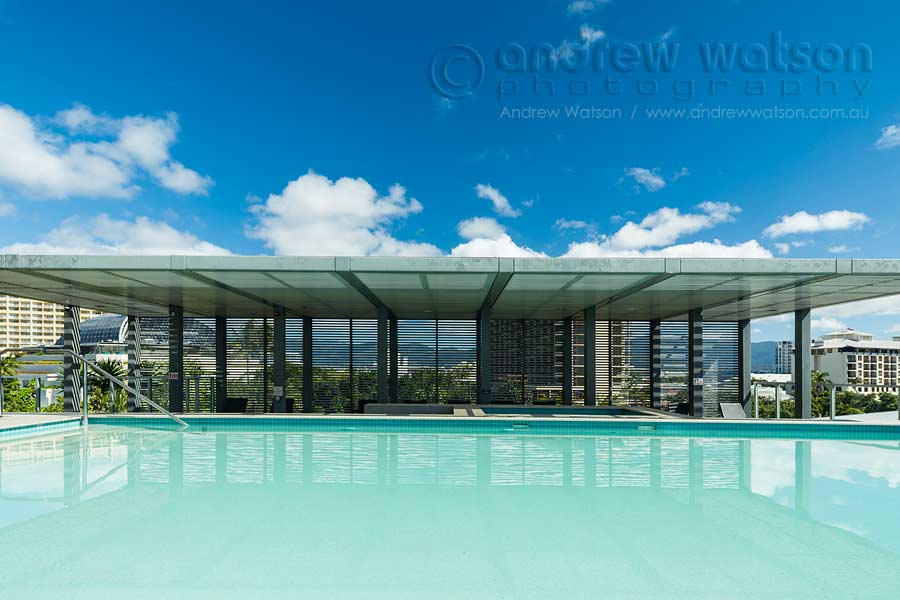 Image of hotel pool overlooking Cairns