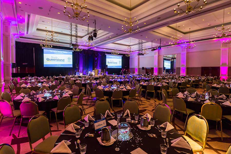 Image of room setup for dinner reception during ANZA 2017