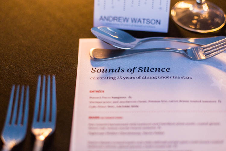 Image of the Sounds of Silence dinner menu