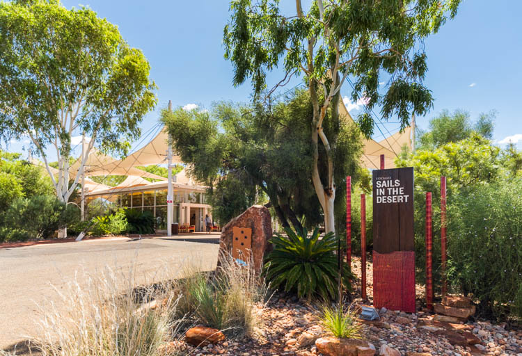 Image of entrance to Sails in the Desert Hotel at Yulara