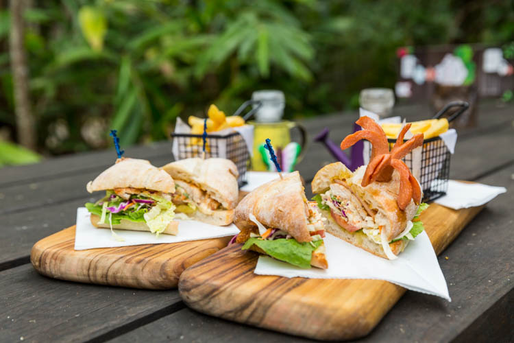Image of burgers and fries at the Platypus Lodge Restaurant & Cafe at Eungella