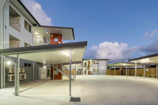Image of parking spaces at unit housing development, Torres Strait Islands
