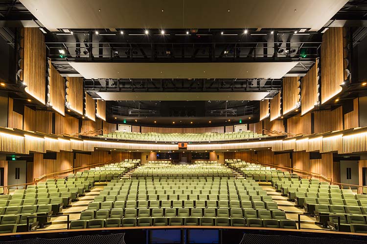 Interior of main theatre of Cairns Performing Arts Centre without people