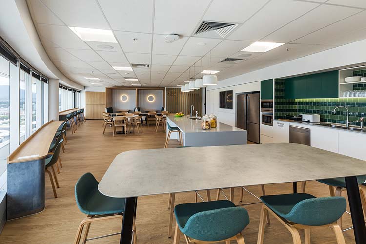 Interior of staff kitchen and social area at accountants office