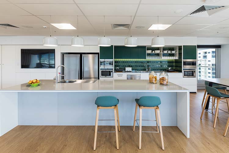 Staff kitchen area and social hub inside an accountancy corporate office