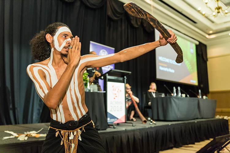 Aboriginal dancer at 'Welcome to Country' ceremony at conference