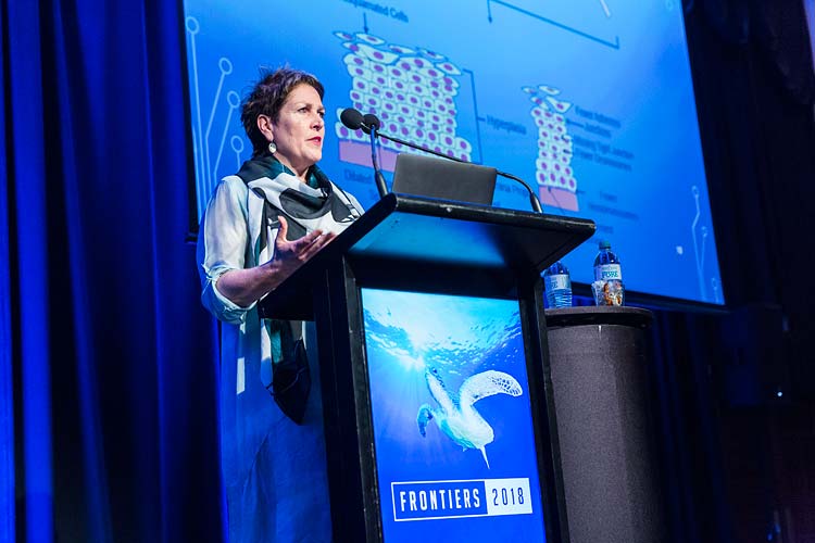 Speaker at podium at medical conference in Cairns