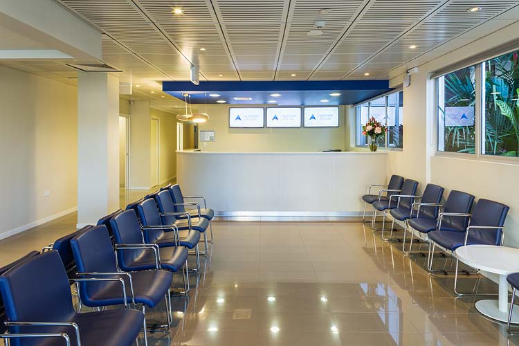 Interior of a Cairns medical centre showing the reception and waiting area