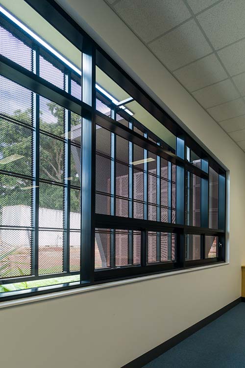 Interior of Atherton Disaster Centre showing protective window screening