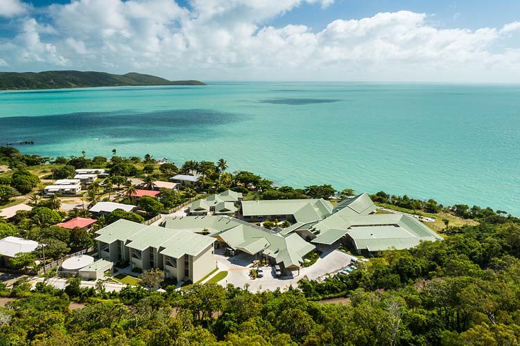 Aerial view of the Star of the Sea Elder’s Village on the Thursday Island waterfront