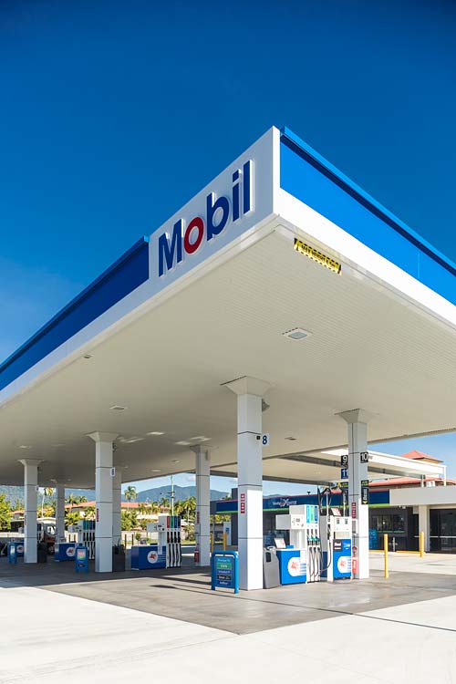 Fuel pump forecourt of Mobil service station in Cairns