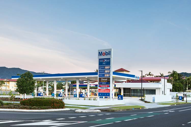 Exterior of the Mobil service station on Sheridan St in Cairns