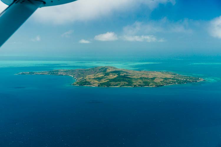 Aerial view of Erub Island in the Torres Strait, Far North Queensland