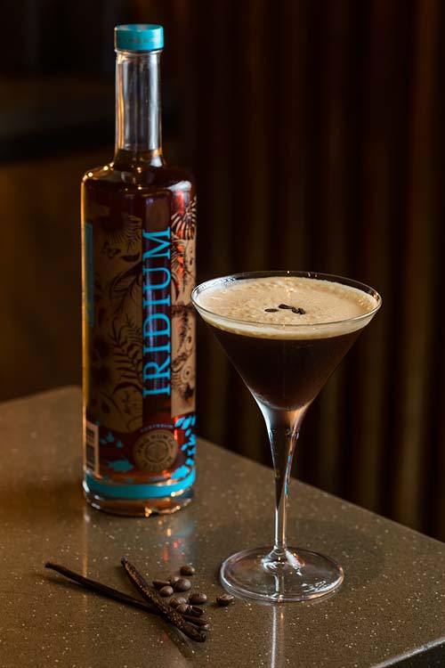 An espresso martini cocktail on bar top