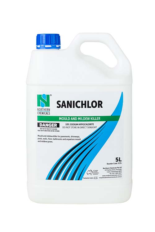 Bottle of mold and mildew cleaner against white background