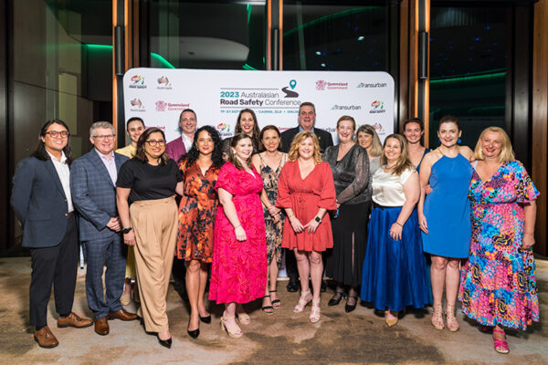 Group portrait of delegates at conference gala awards dinner