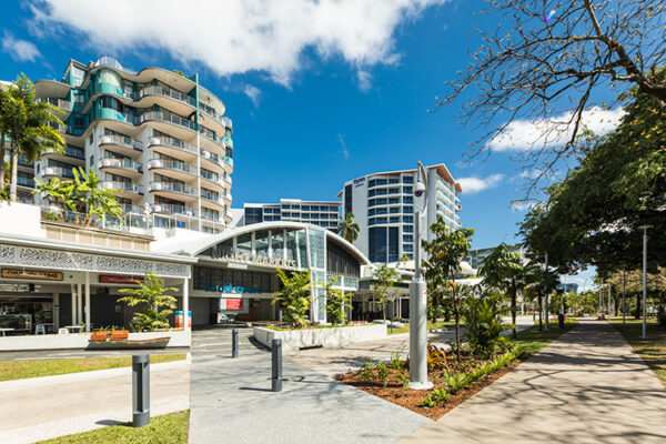 View along path of Esplanade dining precinct with restaurants on one side