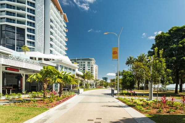 View looking along dining precinct roadway