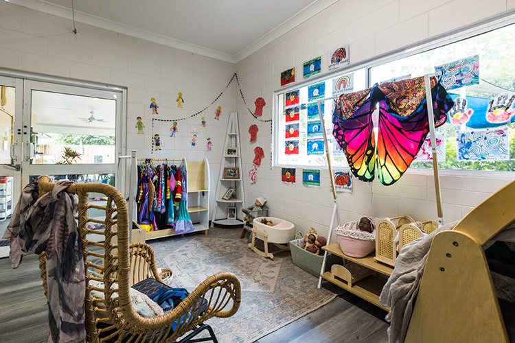 Classroom of an early learning centre with costumes for kids to play with