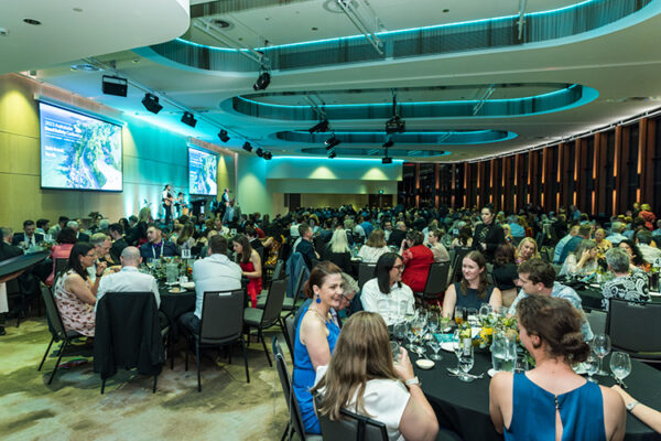 Delegates at tables at conference gala awards dinner
