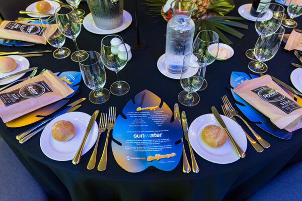 Conference dinner table setting