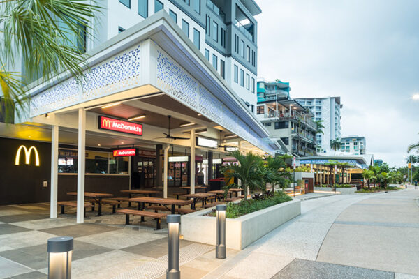 McDonalds restaurant seating with view along the dining precinct